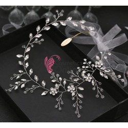 Tiara Ti010FF Luxury argintie pentru mirese cu Crystale HandMade cu snur din oraganza